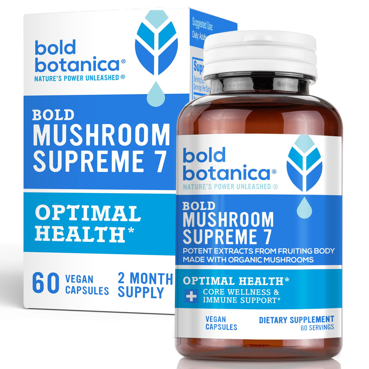 Bold Botanica Mushroom Supreme7 cápsulas para soporte diario de bienestar.