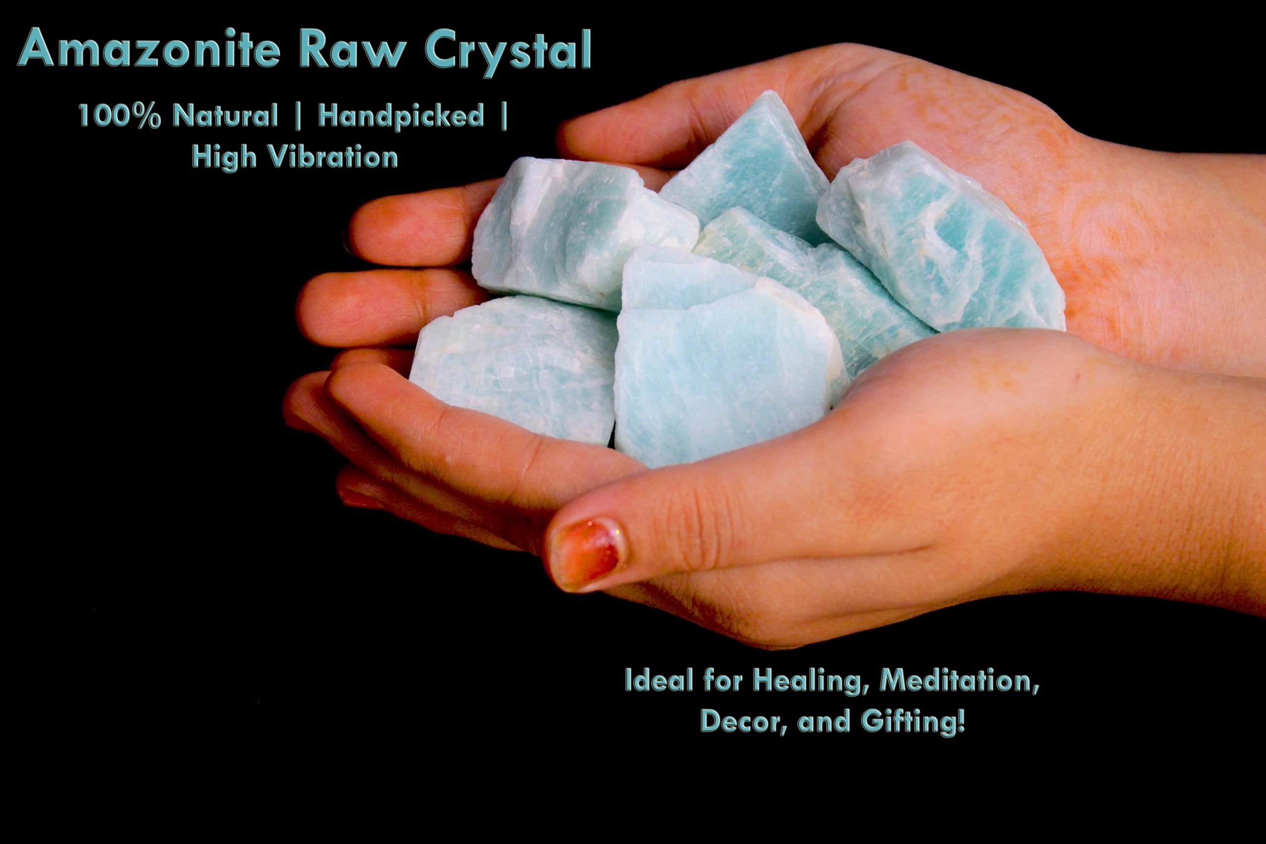Bombay Crystals Export Amazonita cruda en tonos azul-verde para equilibrio emocional y serenidad.