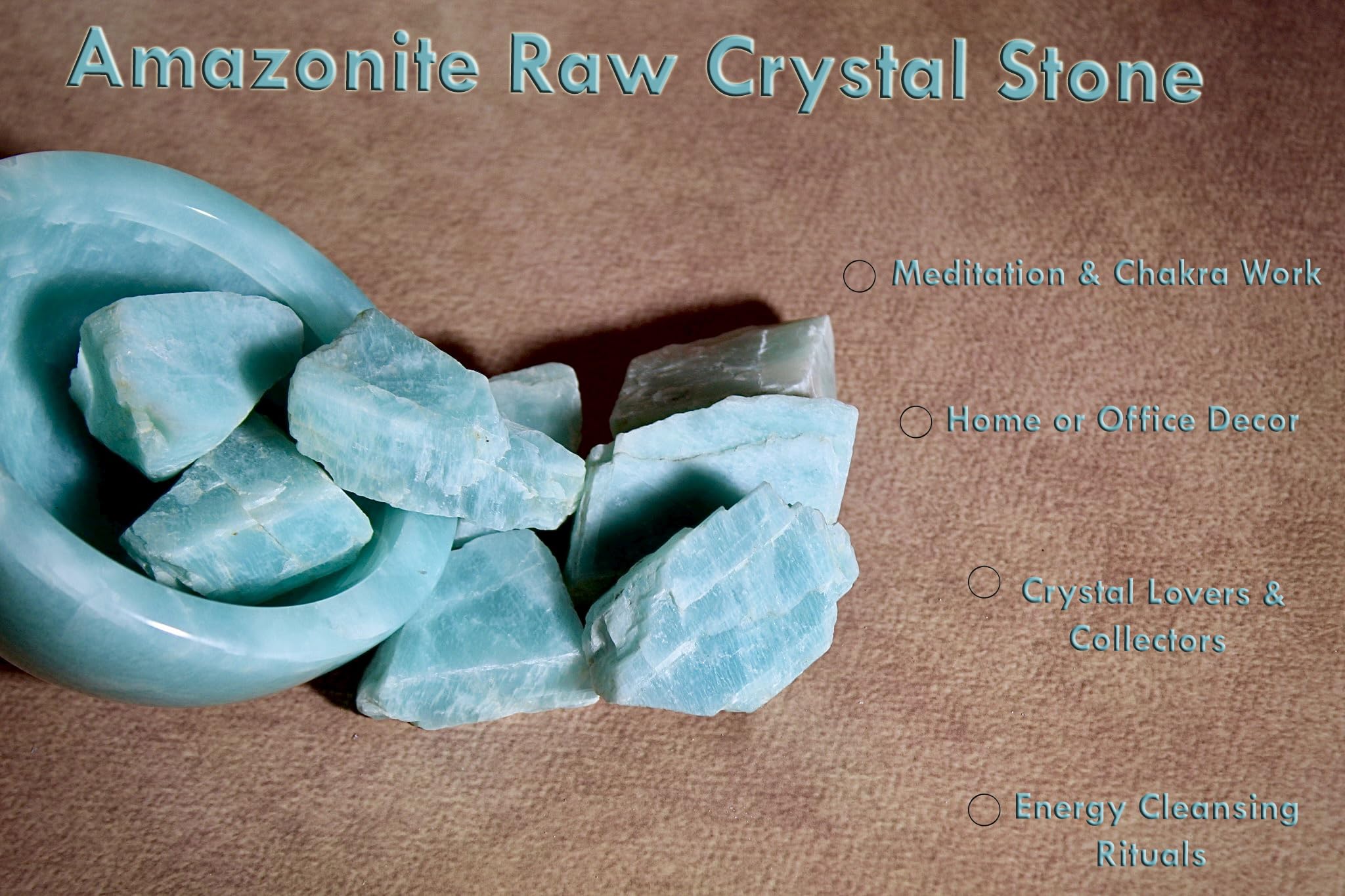 Bombay Crystals Export Amazonita cruda para meditaciones y prácticas de Reiki.