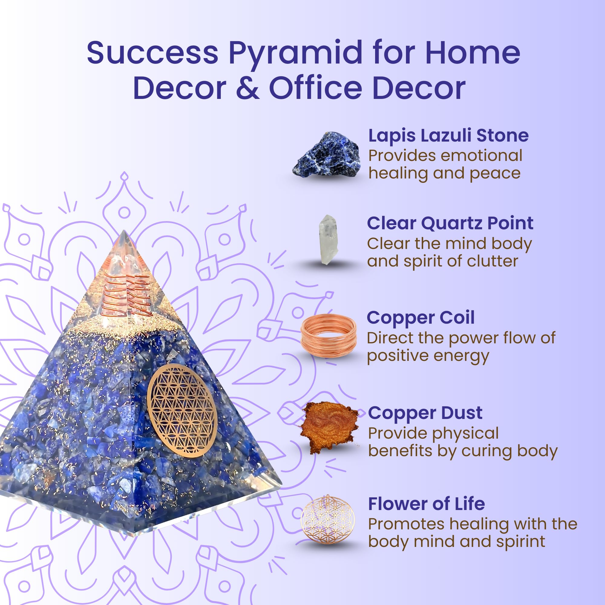 Orgonita Bombay Crystals Export facilita meditación profunda con lapislázuli.