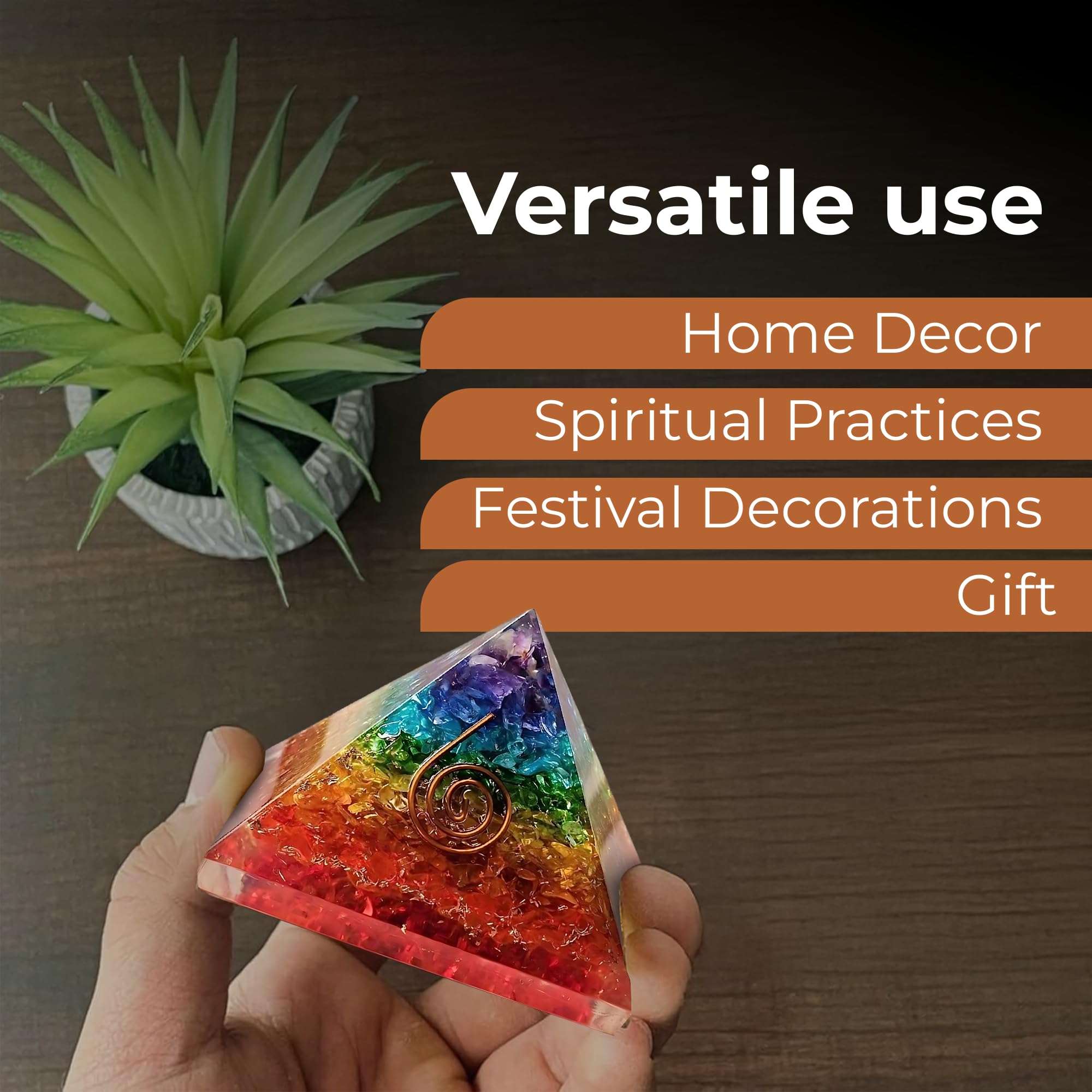 Bombay Crystals Export – pirámide orgonita para Reiki y enfoque durante sesiones.