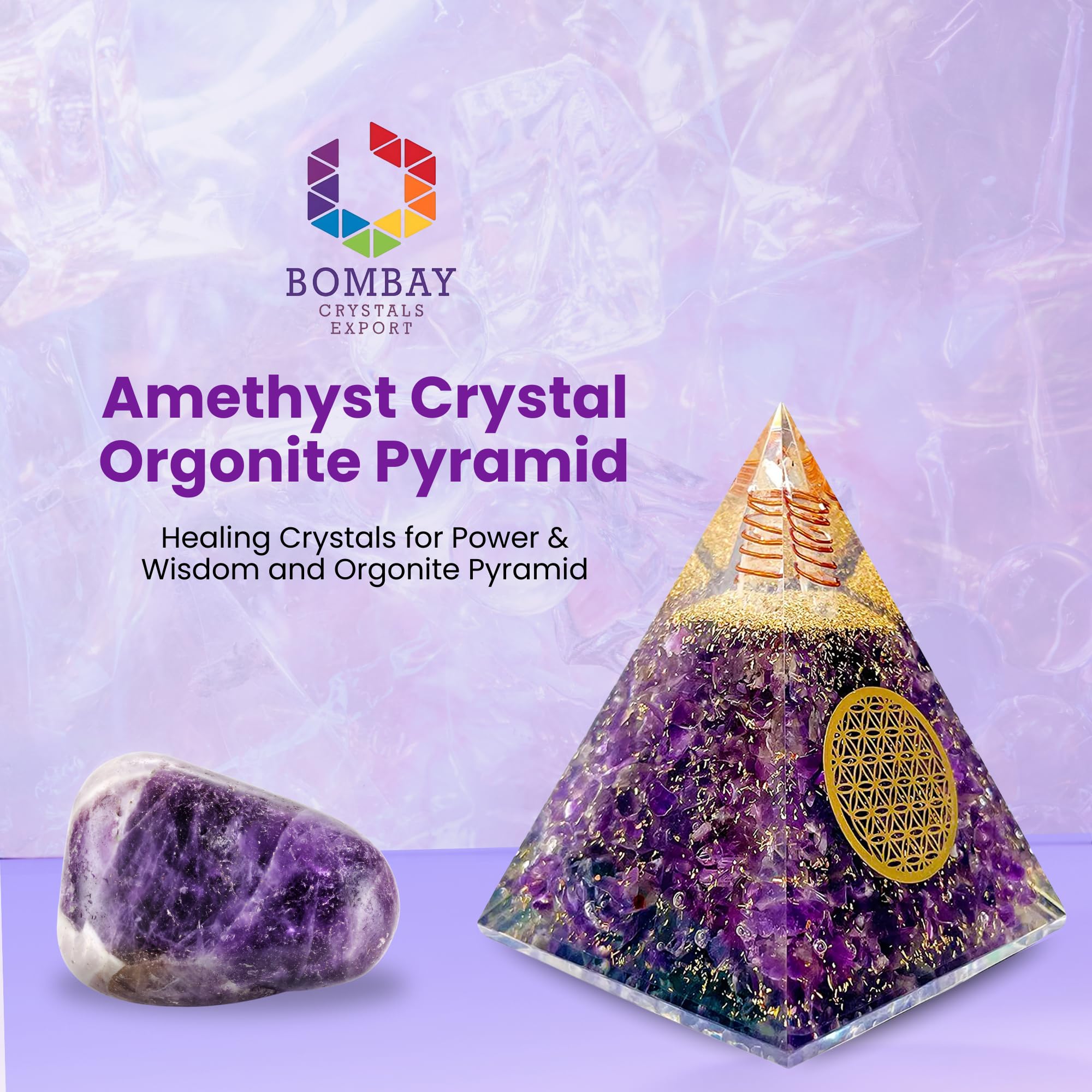 Orgonite de amatista para meditación y serenidad, Bombay Crystals Export