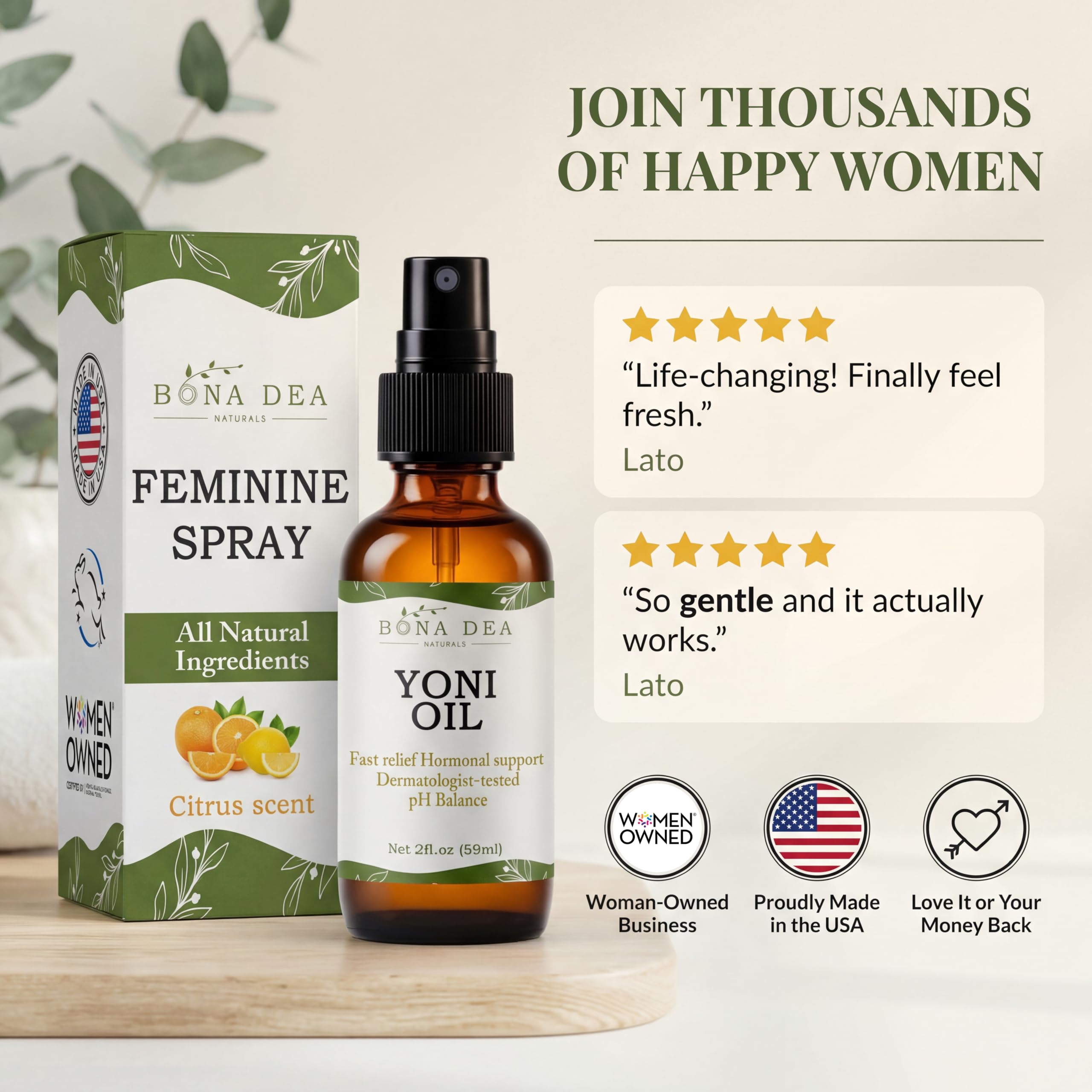 Cuidado sin químicos de Bona Dea Naturals para piel sensible