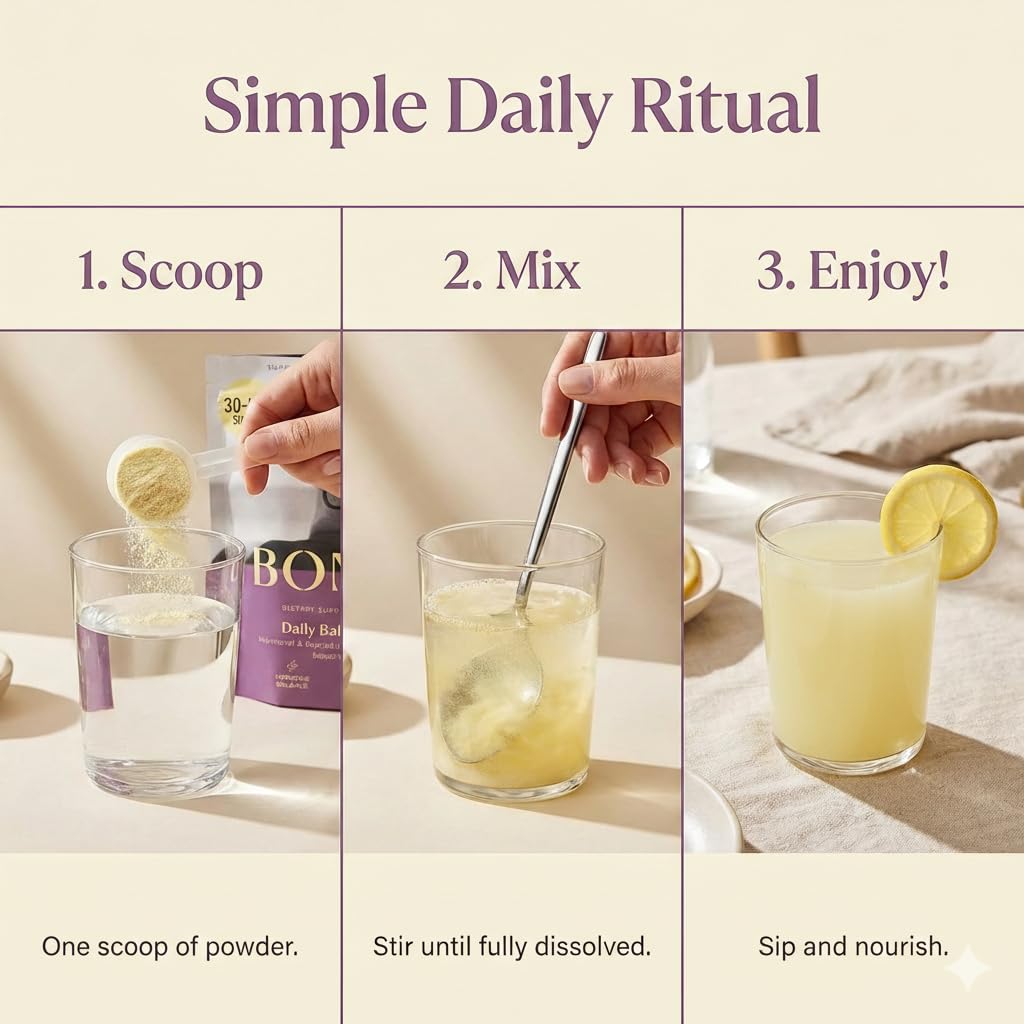 BOND Prenatal Drink Mix disuelto en agua, sabor suave y refrescante.