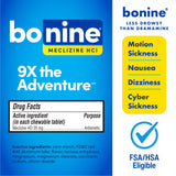 Bonine meclizina 25 mg tabletas: dosis confiable para náuseas durante viajes