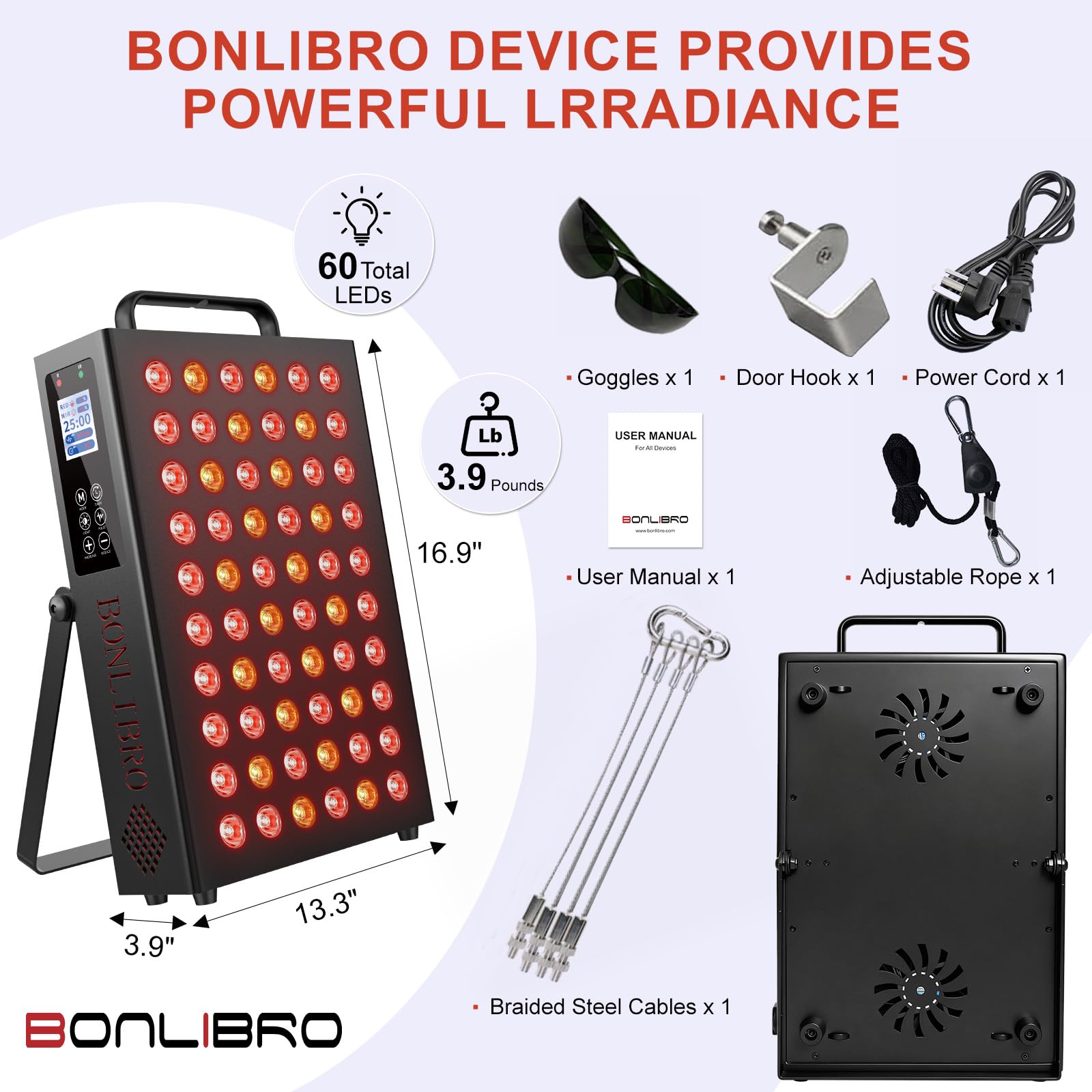 BONLIBRO panel con temporizador y control remoto para sesiones fáciles