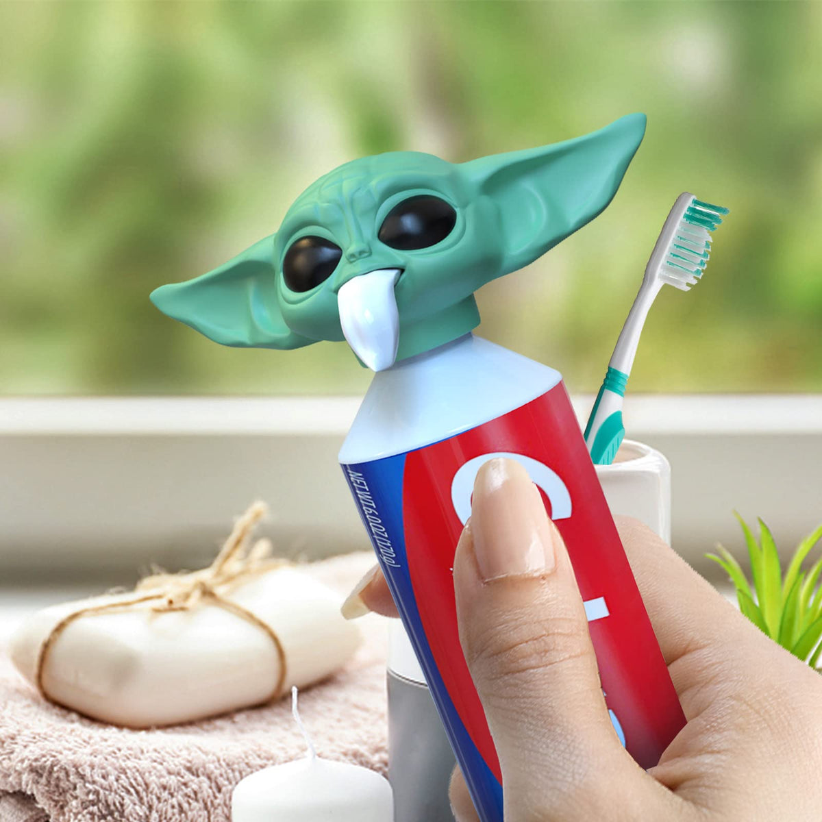 BonneChance tapa de pasta Yoda, diseño adorable que mejora la experiencia de cepillado.