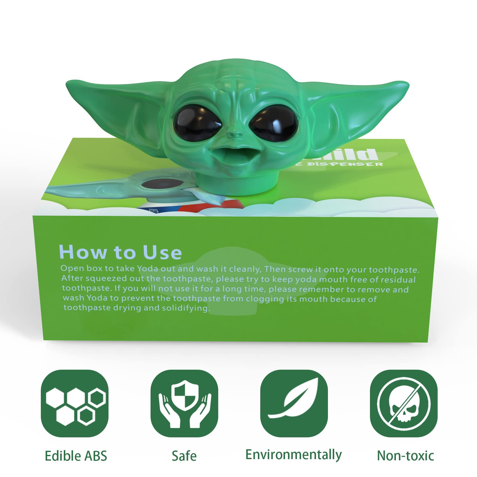 BonneChance tapa pasta Yoda, materiales seguros para niños al cepillarse.