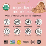 Ingredientes de Boobie Body con superfoods como moringa y cúrcuma.