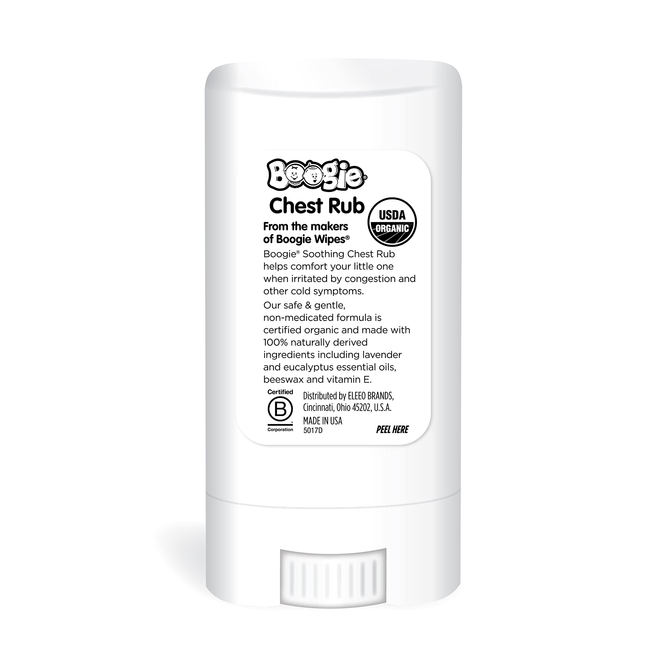 Boogie Chest Rub Stick, aplicación suave para el pecho en cualquier ocasión.