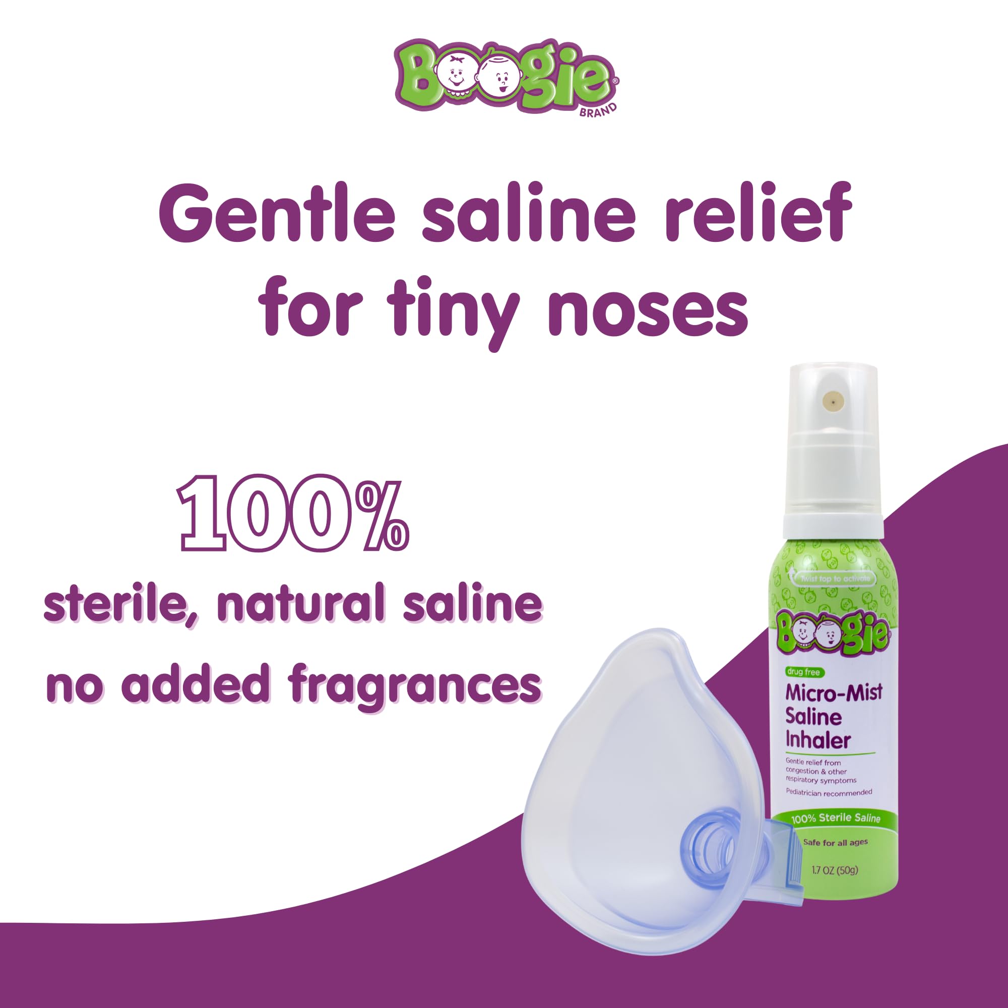 Boogie inhalador nasal Micro-Mist, niebla fina, cubre mejor las vías nasales.