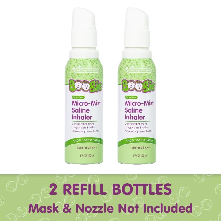 Boogie Micro-Mist Inhalador Salino, pack de dos latas para recargas y uso continuo.