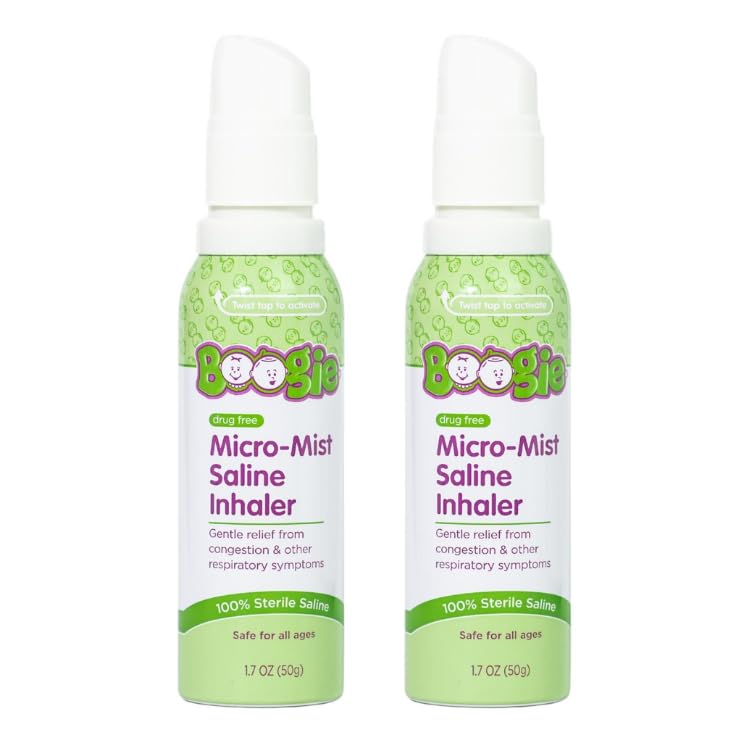 Boogie Micro-Mist Inhalador Salino, recarga de 1,7 onzas lista para usar para congestión suave.