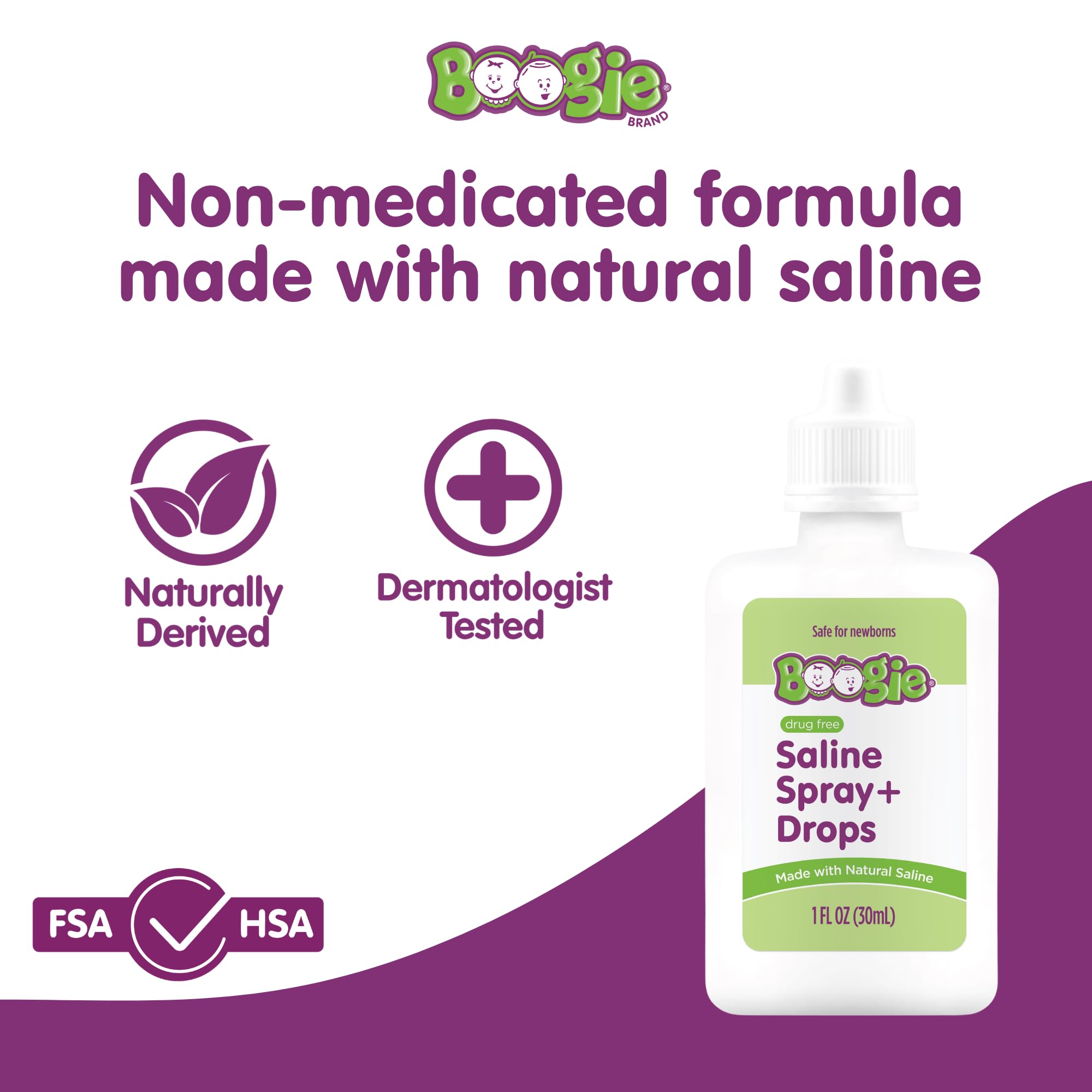 Boogie solución salina natural ofrece hidratación nasal segura