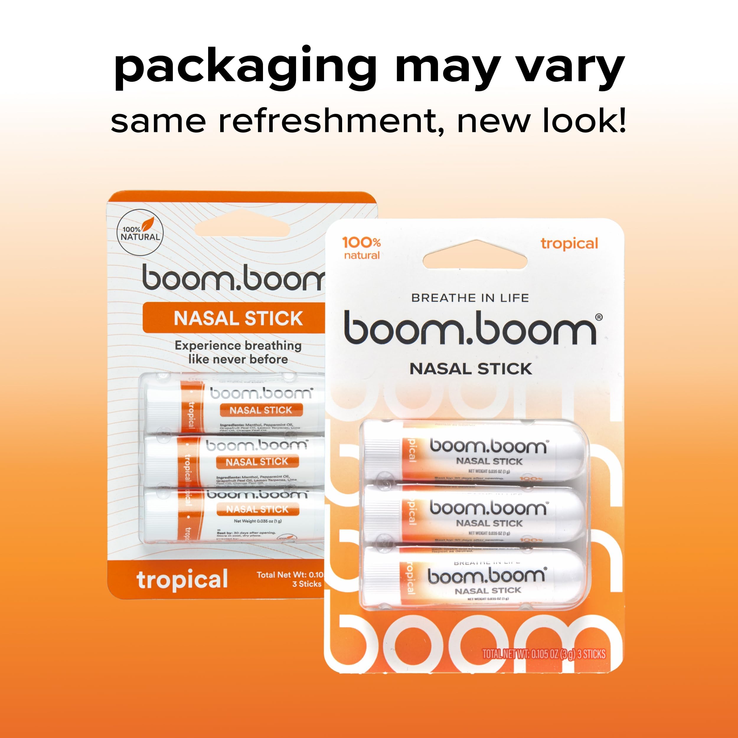 BoomBoom Nasal Stick en uso, inhalación rápida y sensación refrescante.