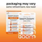 BoomBoom Nasal Stick en uso, inhalación rápida y sensación refrescante.