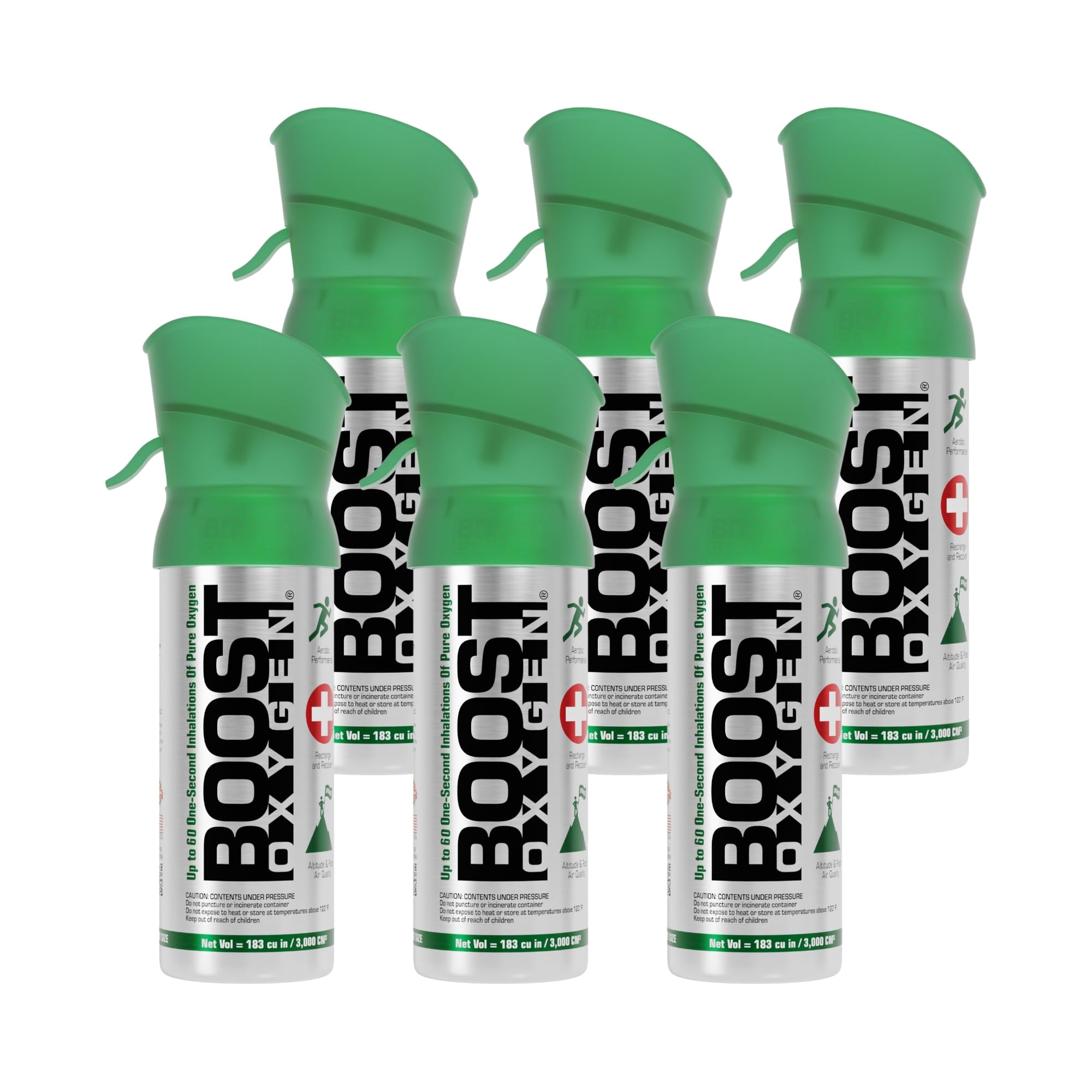 Boost Oxygen bolsillo 3L lata visible para oxígeno rápido en movimiento.