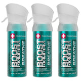 Boost Oxygen Breathe en lata de 3L con aroma mentol-eucalipto para respiración rápida.