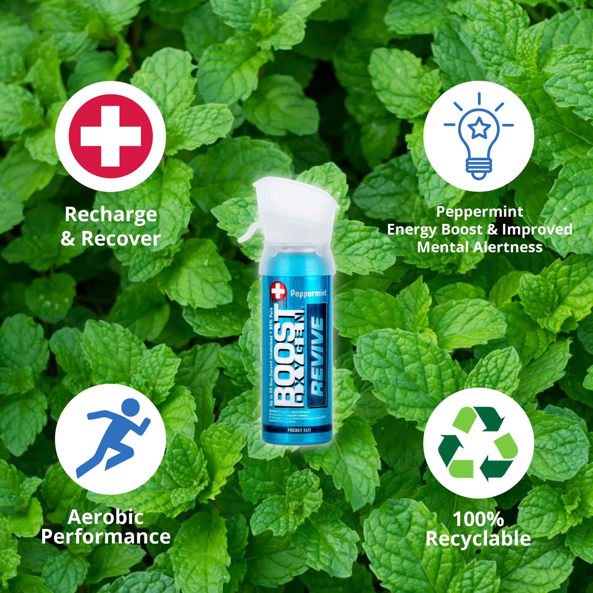 Diseño compacto de Boost Oxygen Pocket Size Revive para transportar