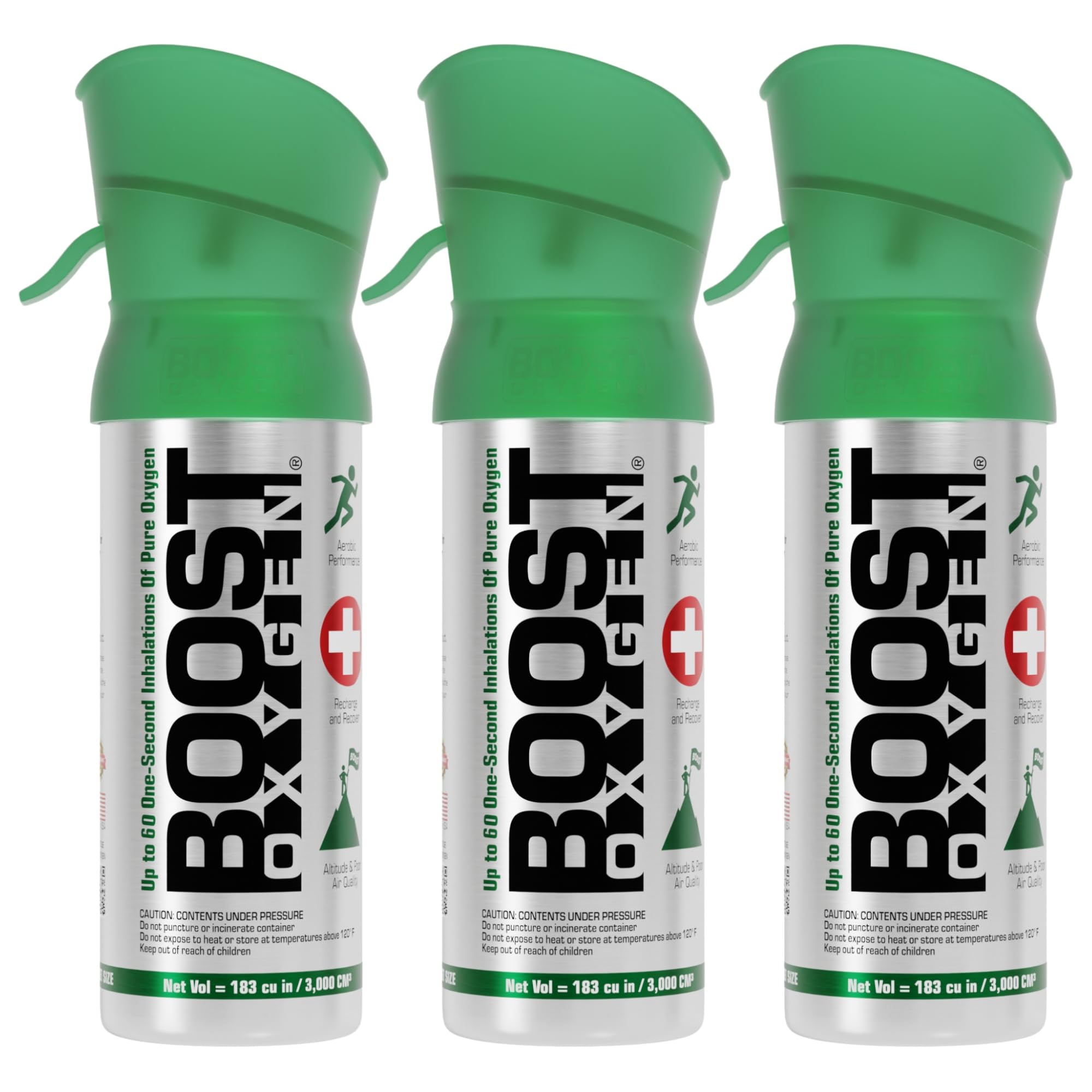Boost Oxygen tamano bolsillo natural 3l, envase frontal para uso rapido de oxigeno.