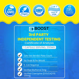 Bote de BoostCeuticals CoQ10 sobre la mesa: formato compacto para diario.