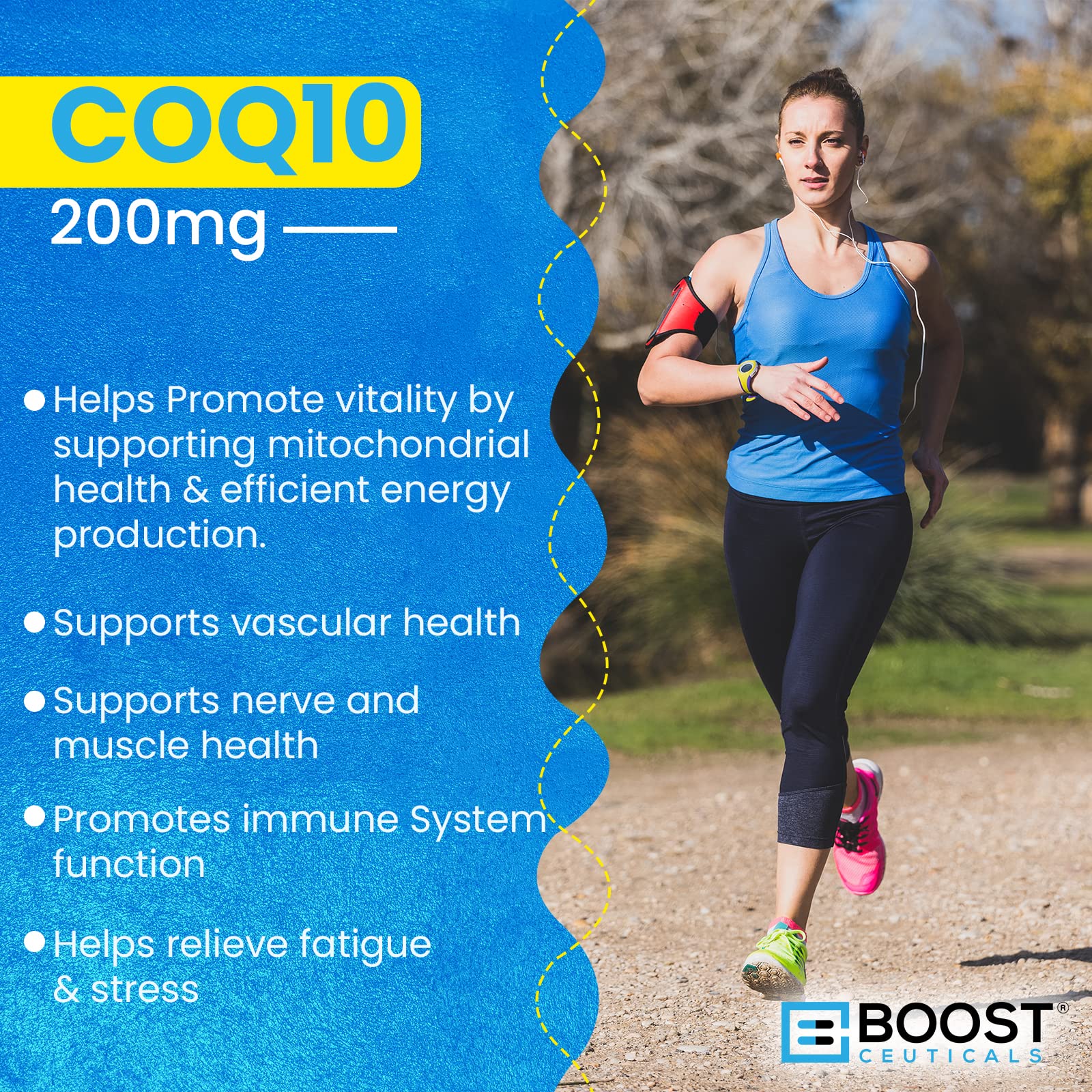 Presentación de 90 cápsulas BoostCeuticals CoQ10: ideal para rutina diaria.