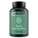 BoostCeuticals Essiac Cápsulas, botella frontal, posible apoyo al bienestar diario.