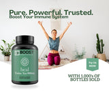 BoostCeuticals Essiac Cápsulas, detalle de cápsula, cápsula suave y fácil de tragar.