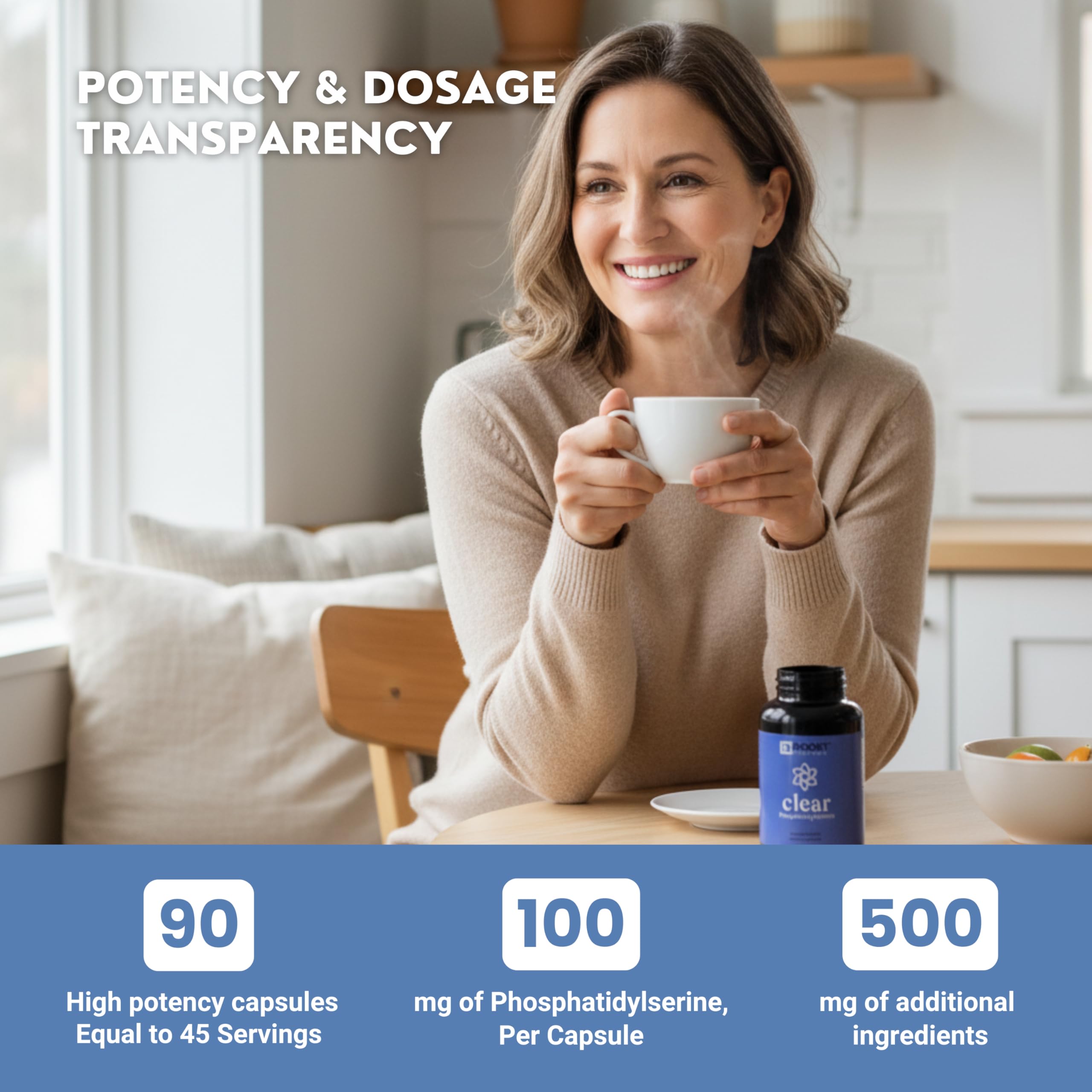 Espalda del empaque BoostCeuticals Fosfatidilserina 100 mg, ingredientes listados