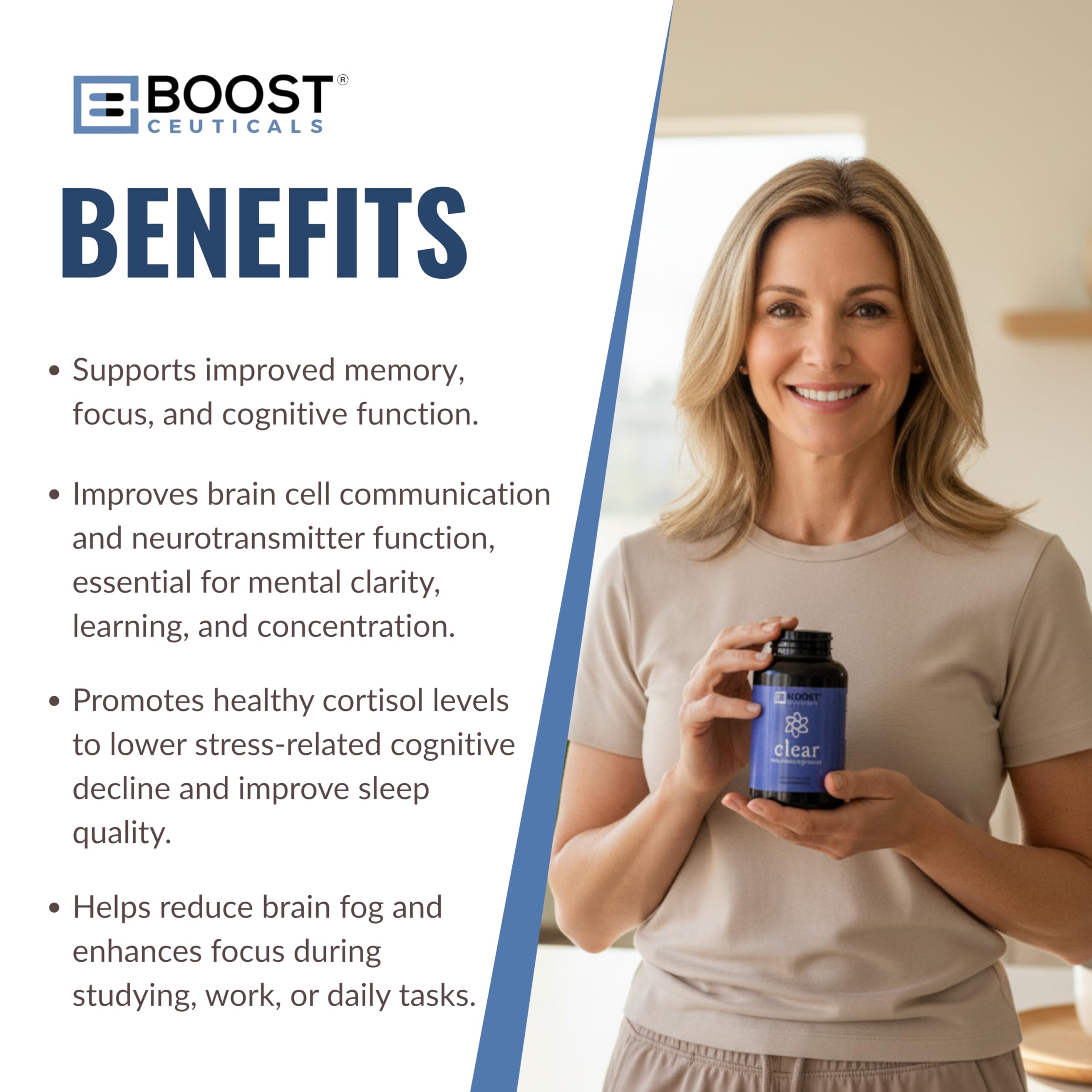 Empaque frontal BoostCeuticals Fosfatidilserina 100 mg transmite claridad