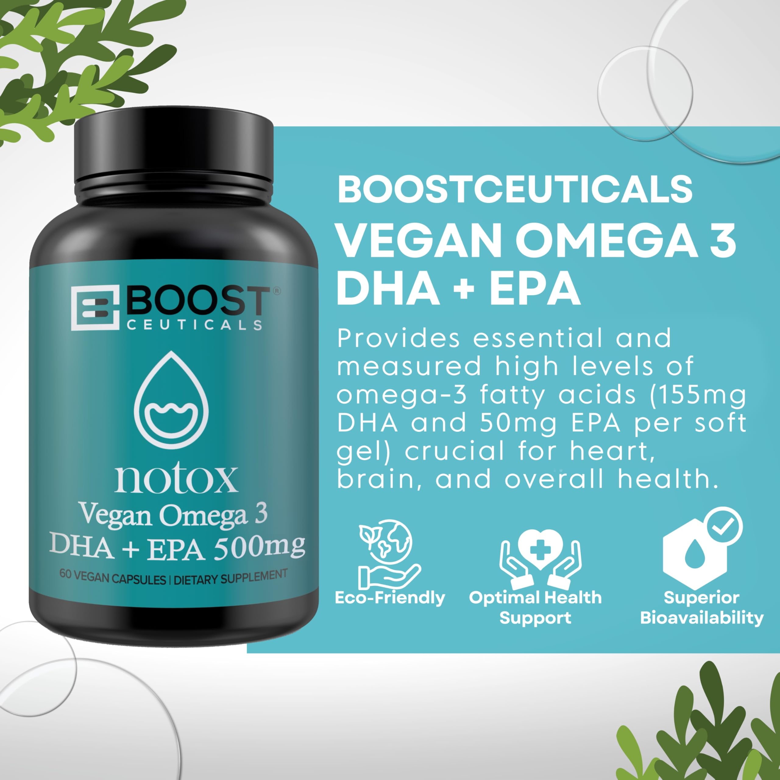 Cápsulas blandas BoostCeuticals Omega de algas, fáciles de tragar para la rutina diaria