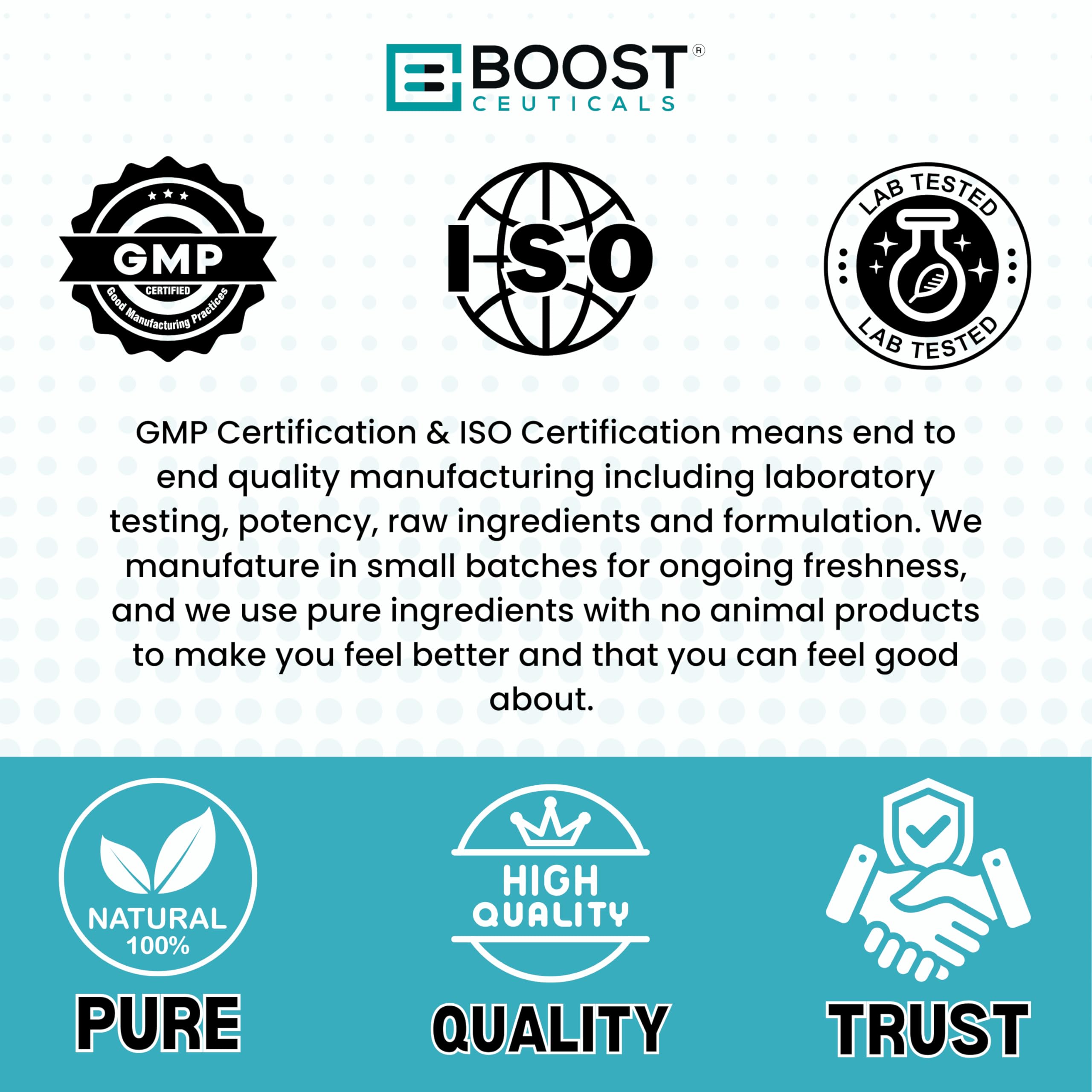 Certificaciones de calidad en BoostCeuticals Omega de algas, confianza y pureza