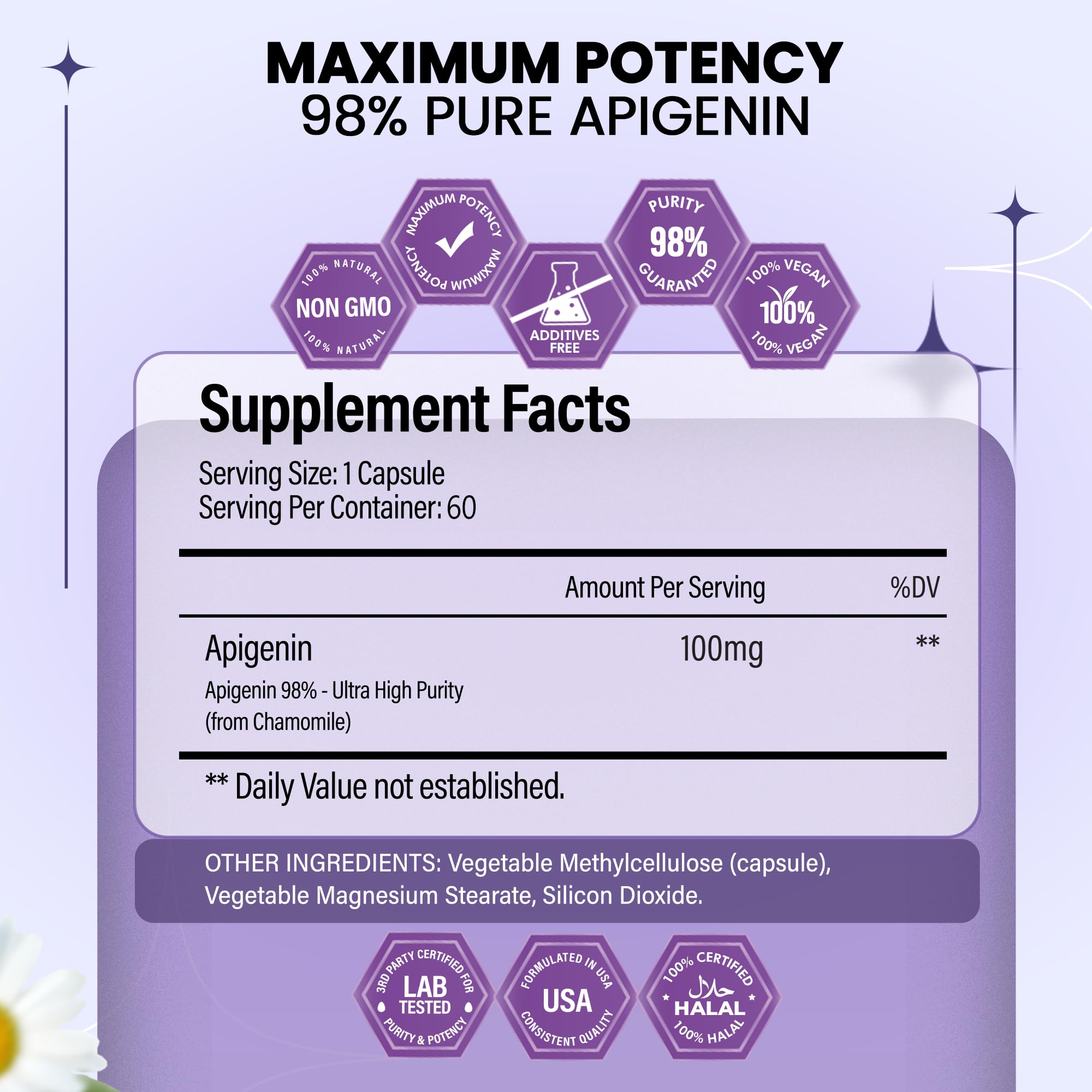 BOSCENT Apigenin 100 mg cápsulas – relajación nocturna para dormir mejor.