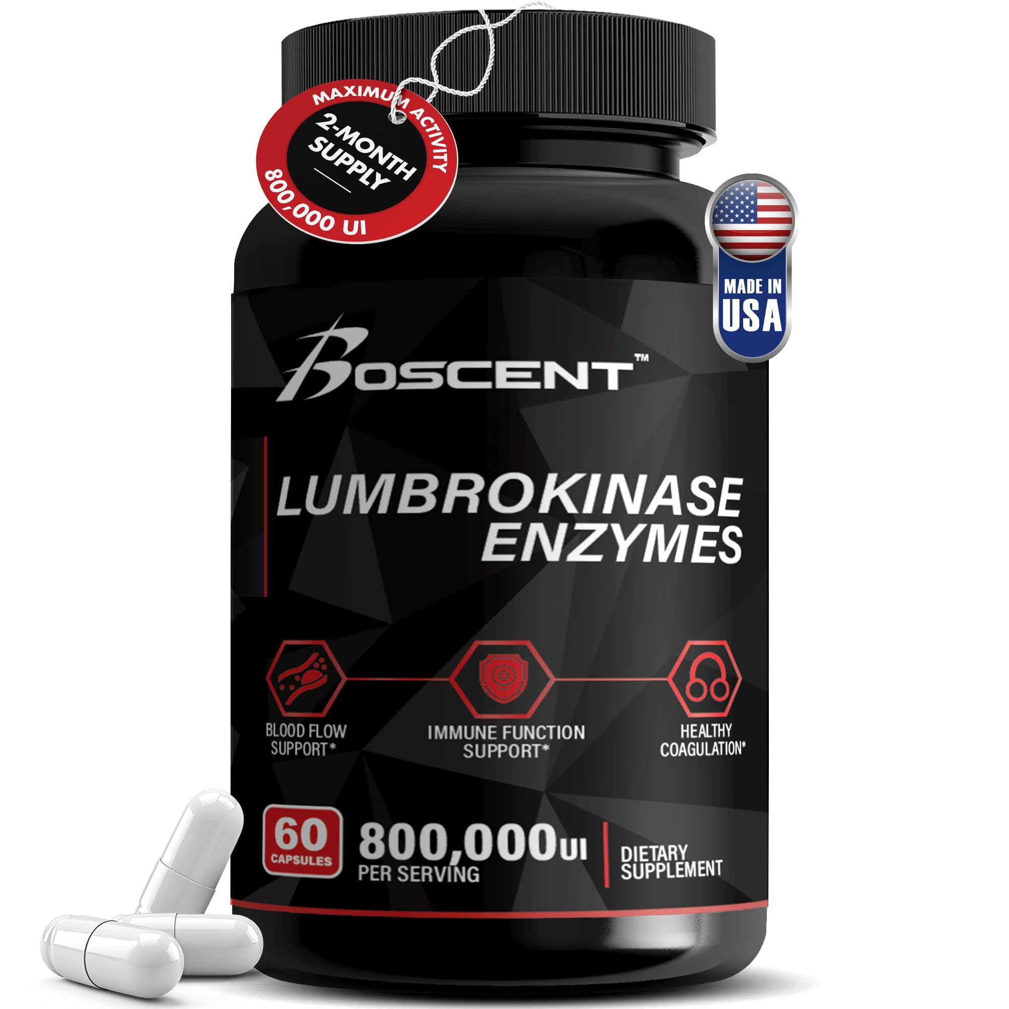 BOSCENT Lumbrokinase cápsulas 60: apoyo a la circulación saludable.