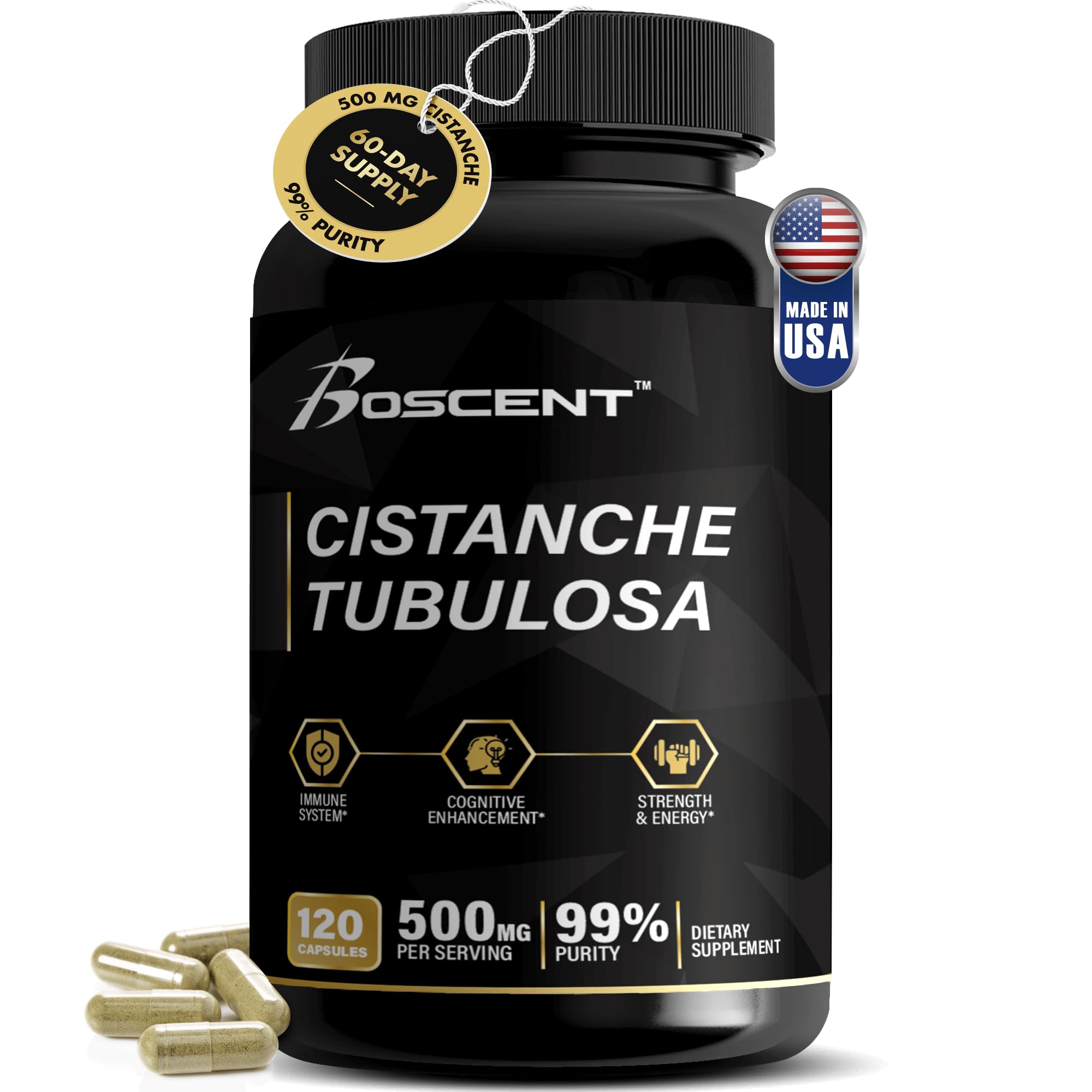 Boscent premium Cistanche Tubulosa cápsulas 500 mg para energía diaria