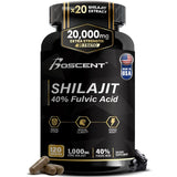 Boscent Shilajit cápsulas en botella oscura para conservar pureza y frescura