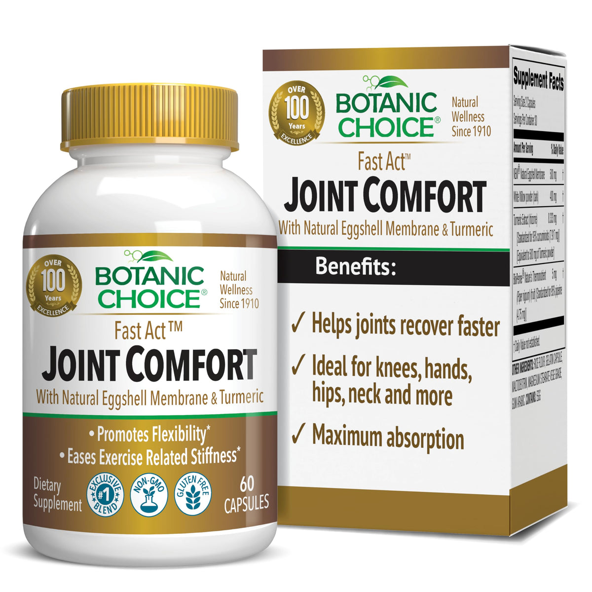 Botanic Choice; botella del producto para apoyo a la movilidad articular.
