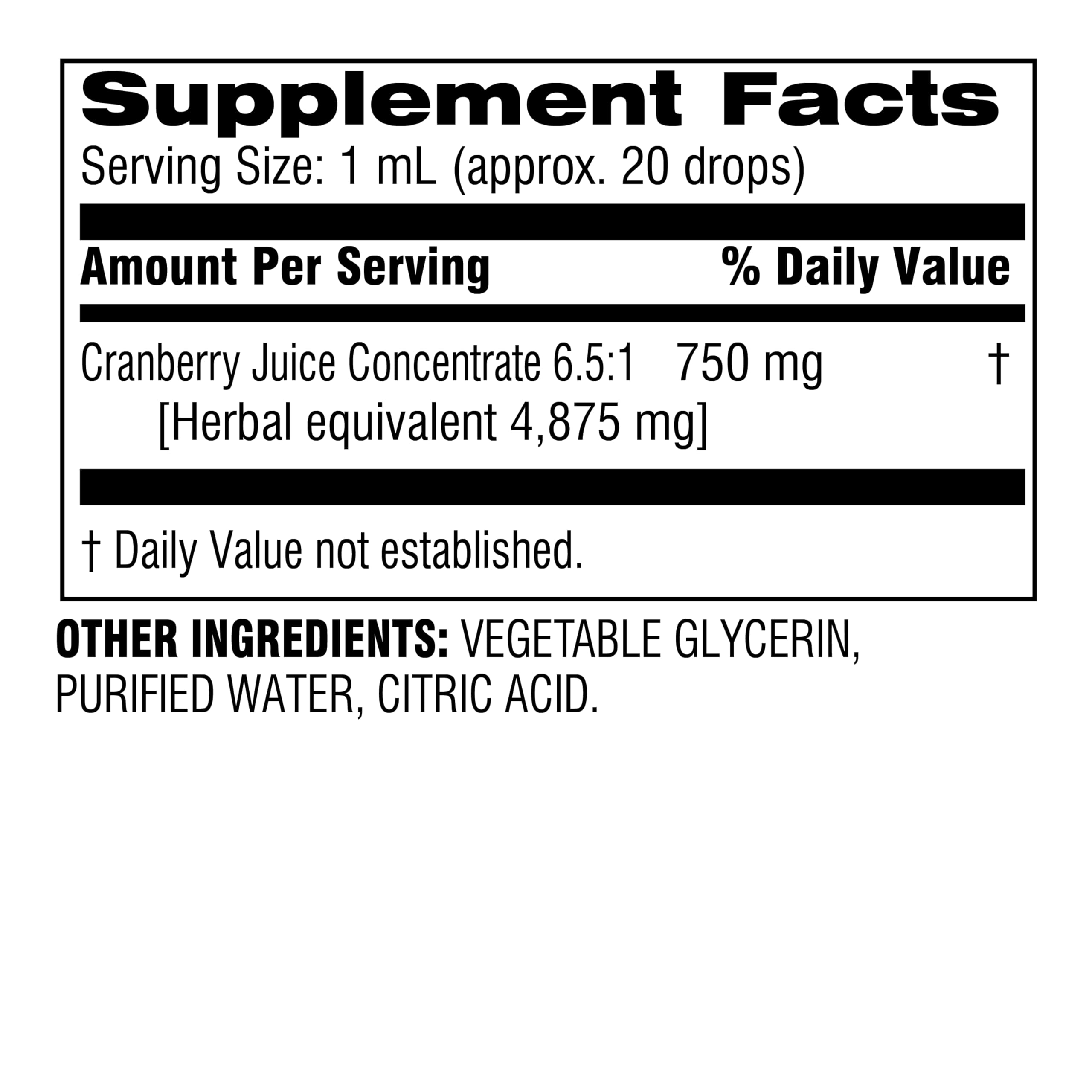 Cuentagotas de Botanic Choice Cranberry Extract para dosis precisas.