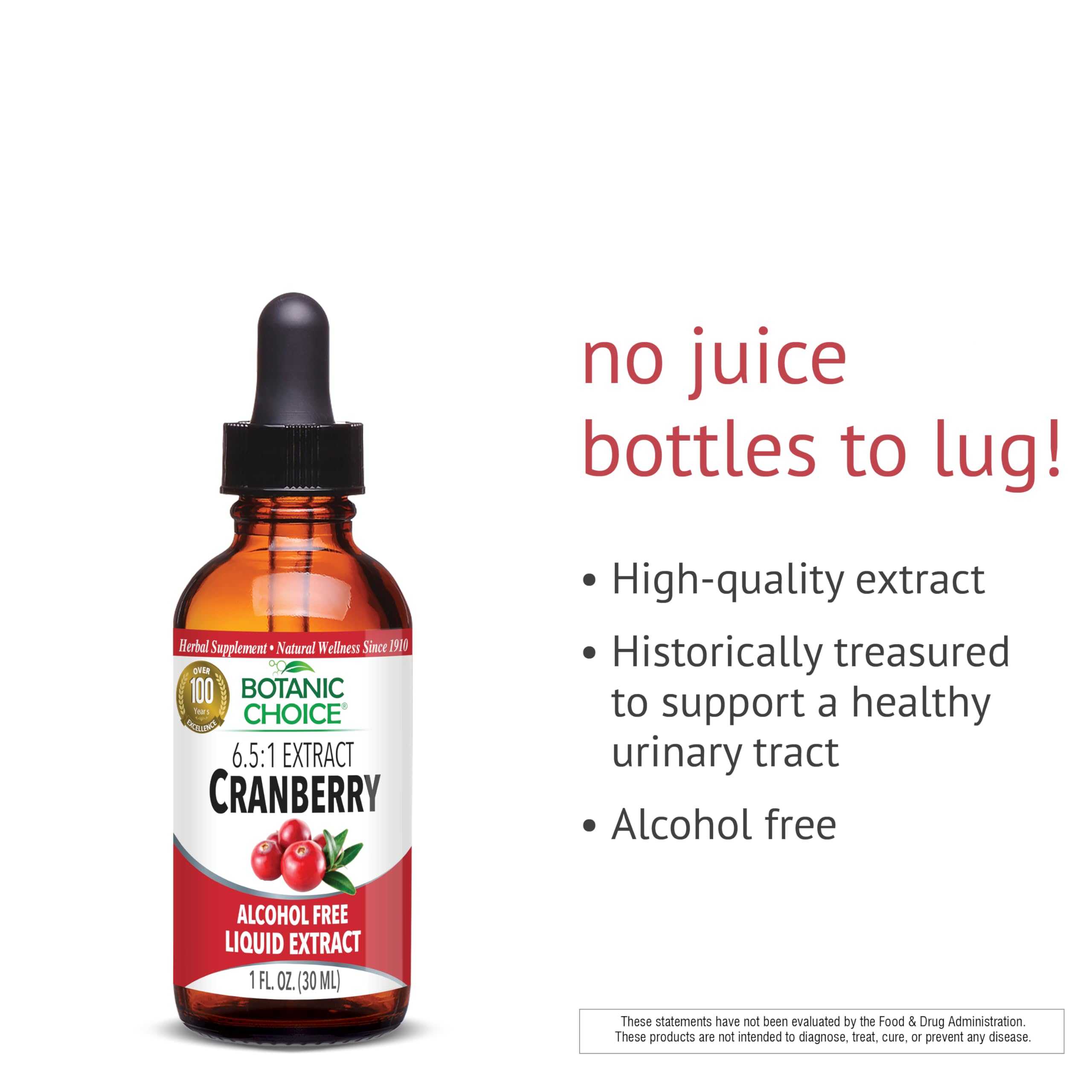 Etiqueta clara en Botanic Choice Cranberry Extract para leer datos.