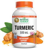 Botanic Choice cúrcuma anticoxidante en cápsulas vegetales para apoyo diario.