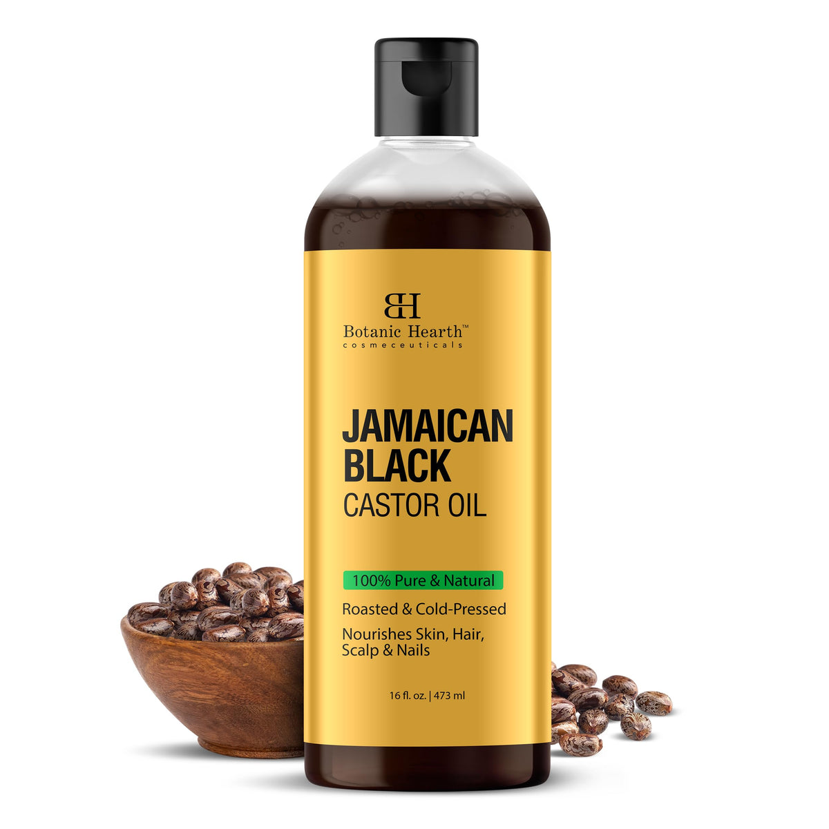 Botanic Hearth aceite jamaicano negro para cabello, brillo suave y nutrición capilar.