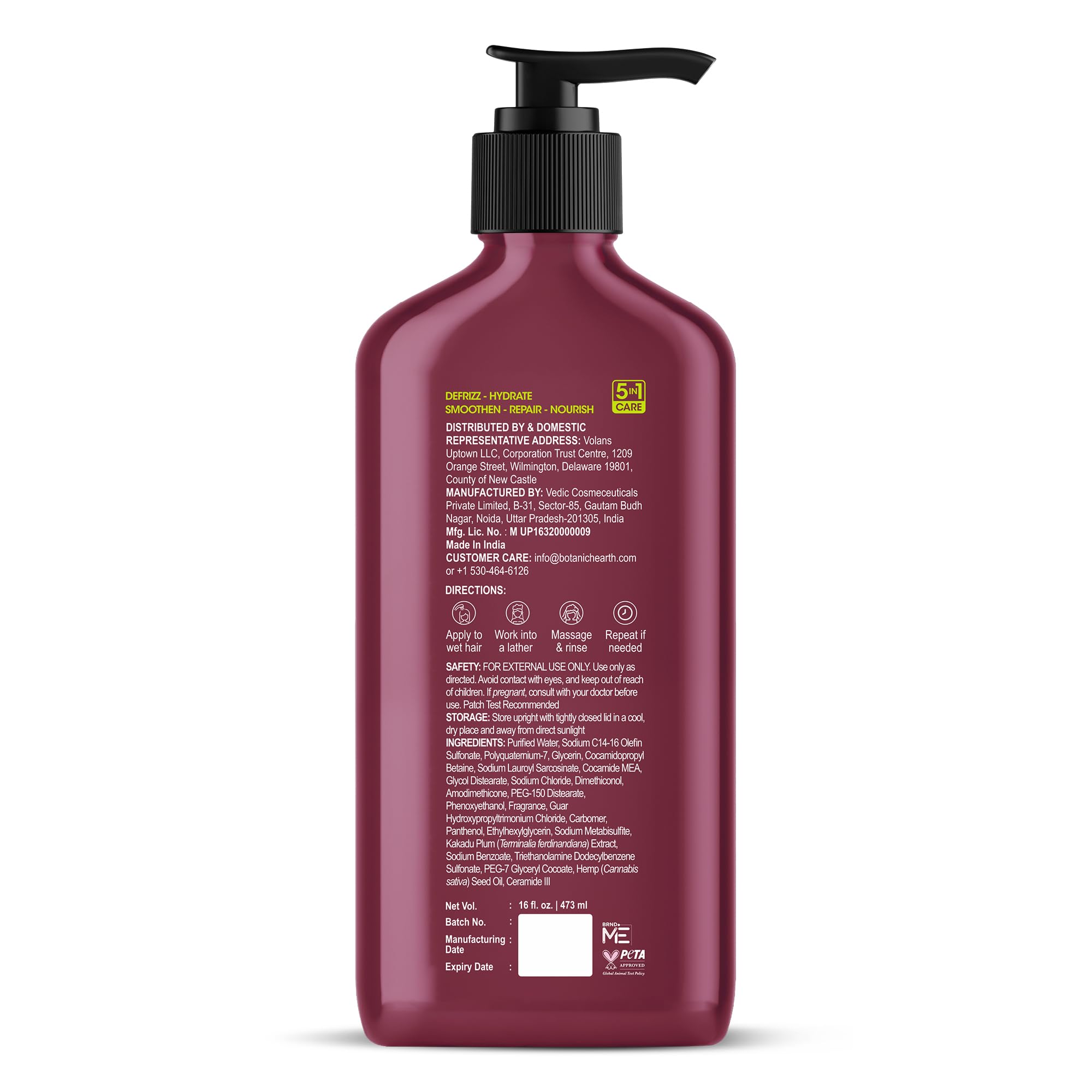Botanic Hearth Kakadu Plum Shampoo con semillas de cáñamo para hidratación profunda