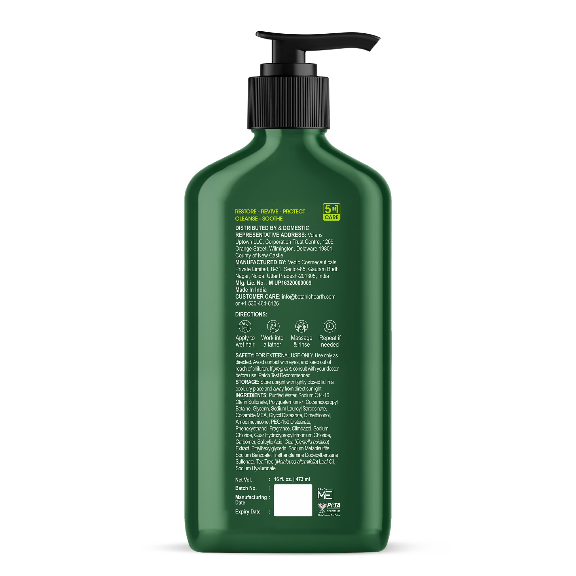 Botanic Hearth Champú, etiqueta y empaque resaltan cuidado suave para todo tipo de cabello.