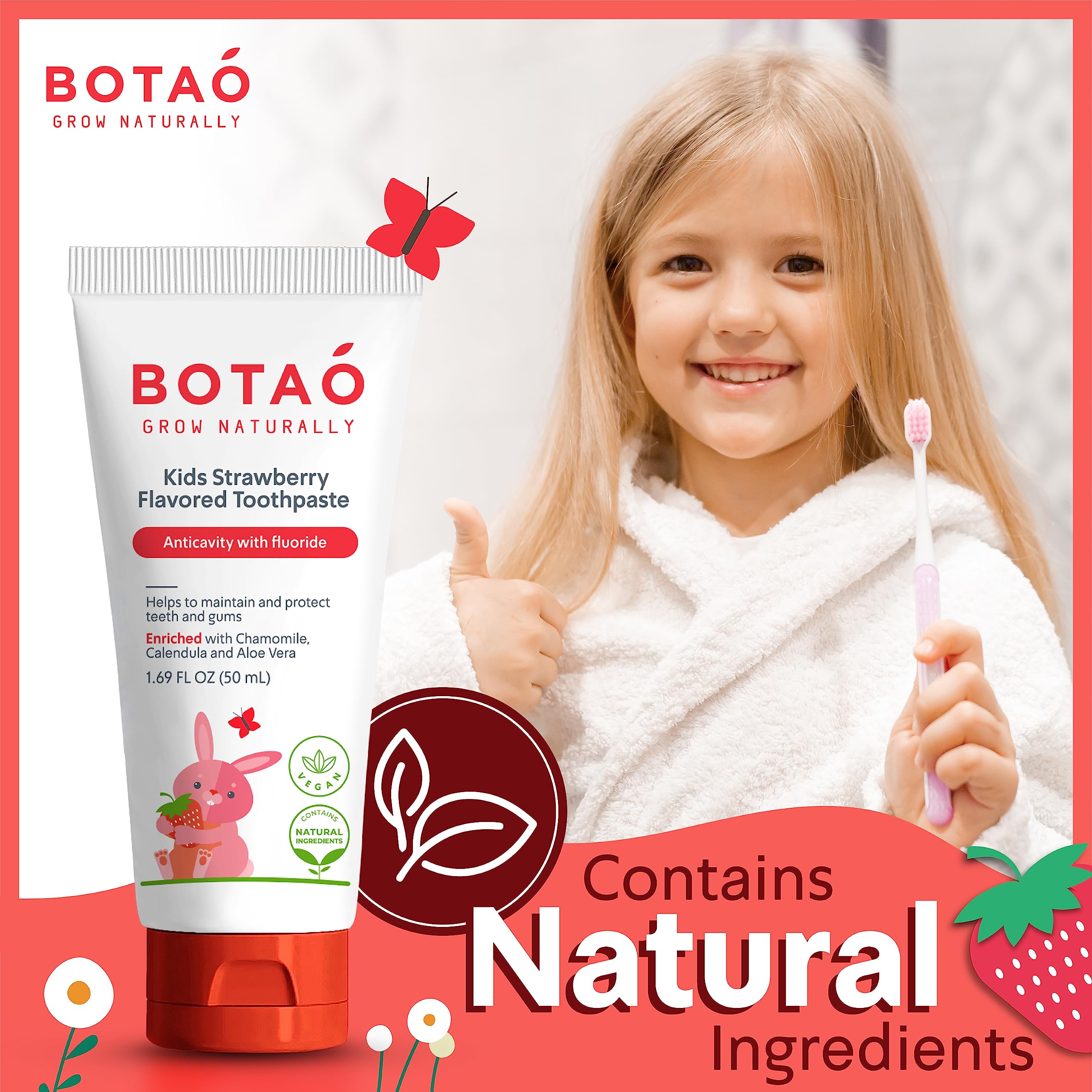 BOTAO Niños pasta dental aroma fresa para cepillado diario