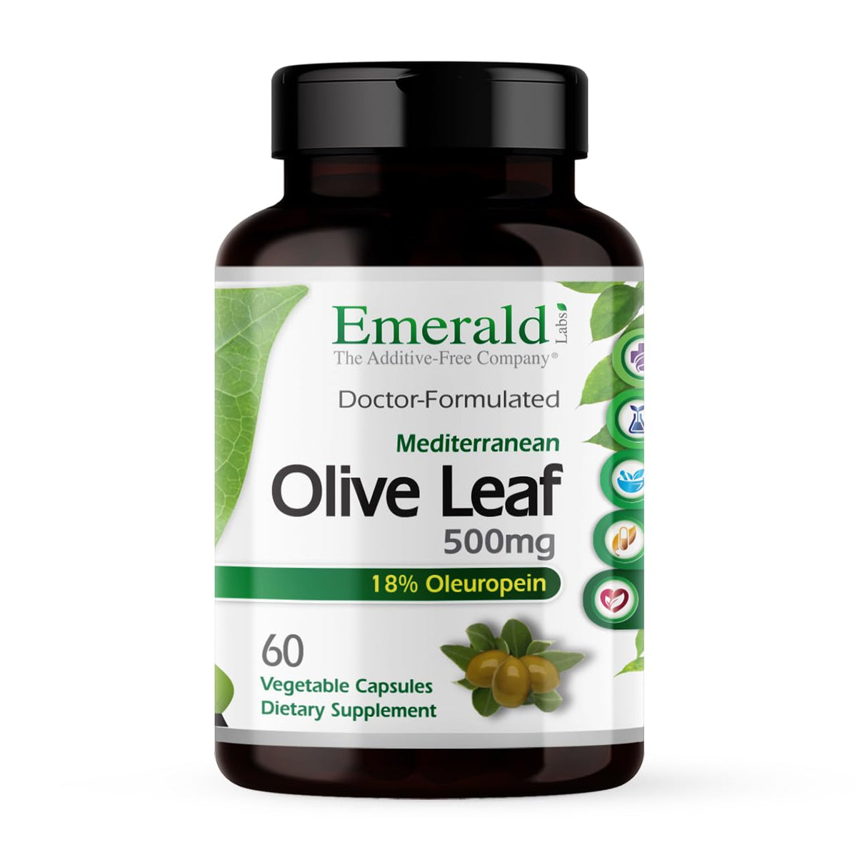 EMERALD LABS botella de hoja de olivo mediterránea 500mg para apoyo general