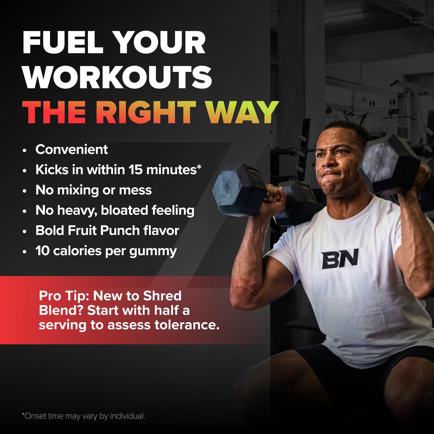 Bounce Pro Shred Blend vegano y apto para diversas rutinas de entrenamiento.