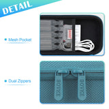 Interior con bolsillo de malla para cables y consumibles de viaje.