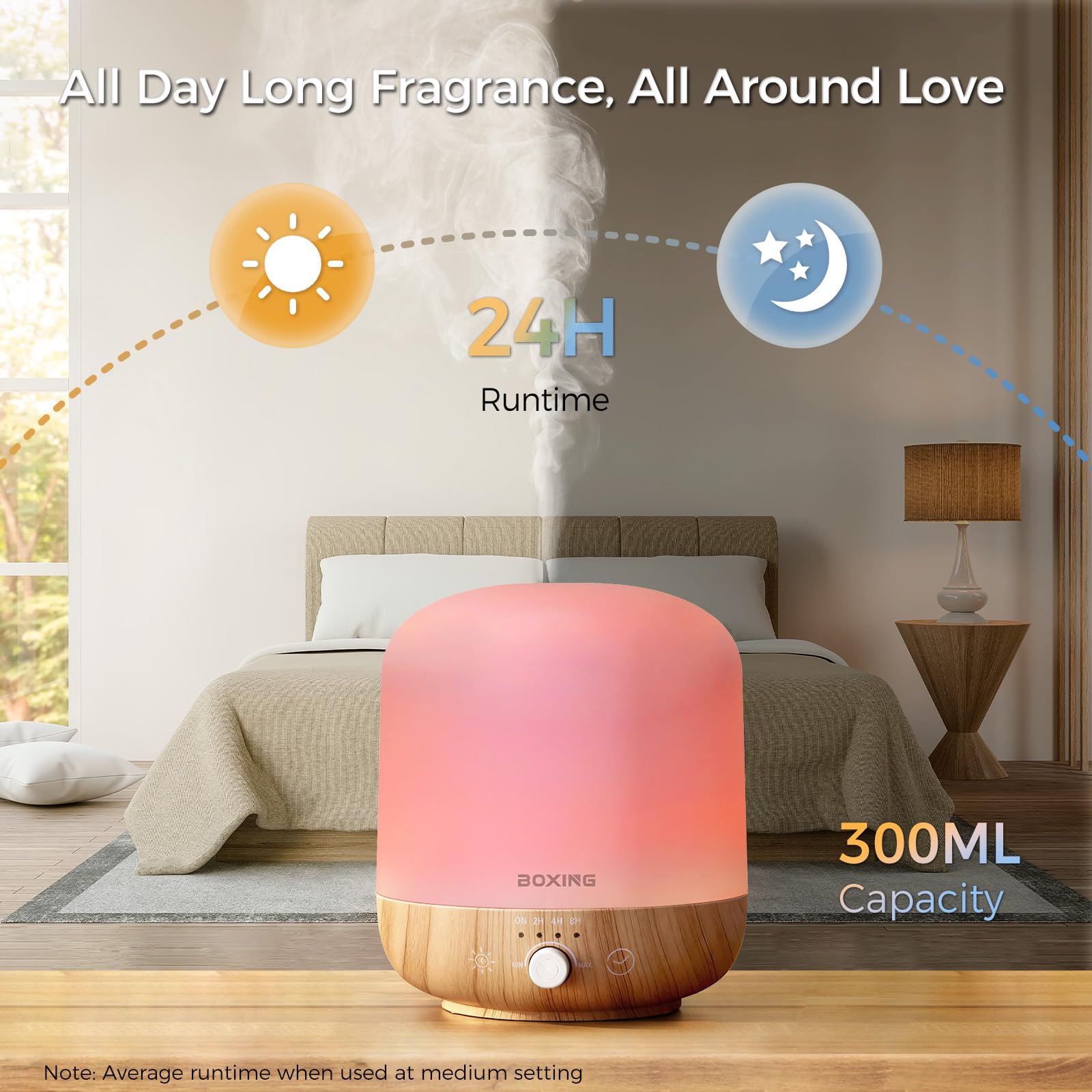 Boxing 300ml difusor, luces de 7 colores, ideal para dormitorio
