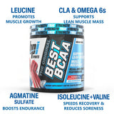 Cuchara medidora de BPI Best BCAA Arcoíris Hielo facilita dosis precisas tras entrenamientos.