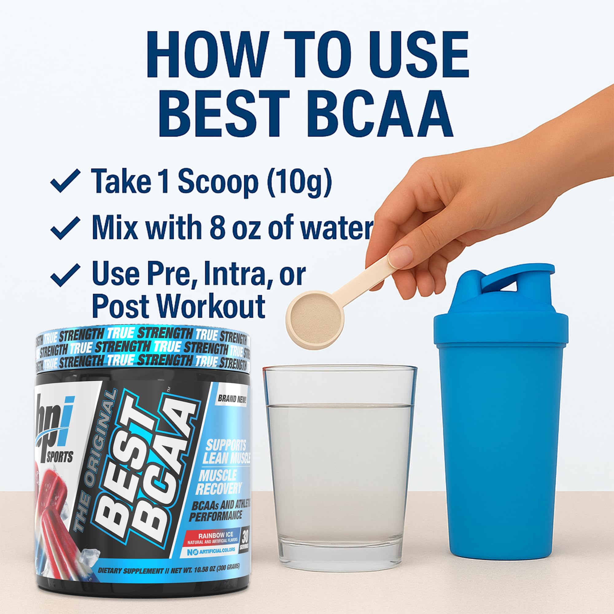 BPI Best BCAA Arcoíris Hielo para rutinas de fuerza y cardio.
